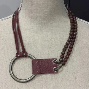 Suede and bead necklace